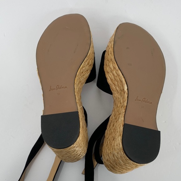 Sam Edelman April platform wedge espadrille sandal shoe black suede new 10 - Picture 6 of 6